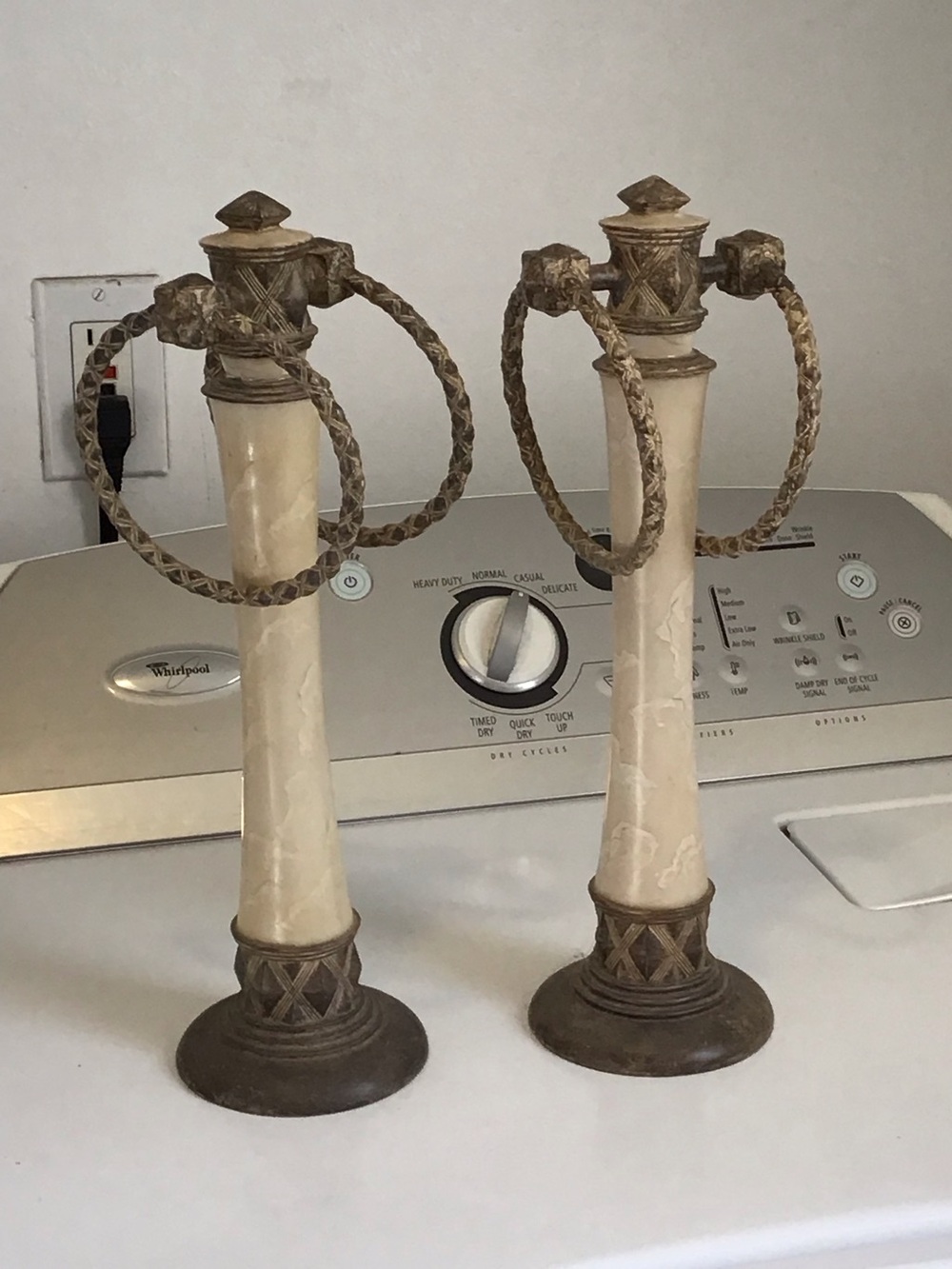 Brunswick Towel Tree, Natural Marble Stone, India Ink Rack Candlestick Pair